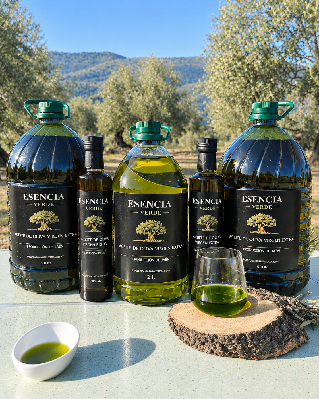 ¡Pack Experiencia! - 2 Botellas Cosecha Temprana 500 ml + 2 Garrafas 5 L + 1 Garrafa 2 L - AOVE Picual de Jaén