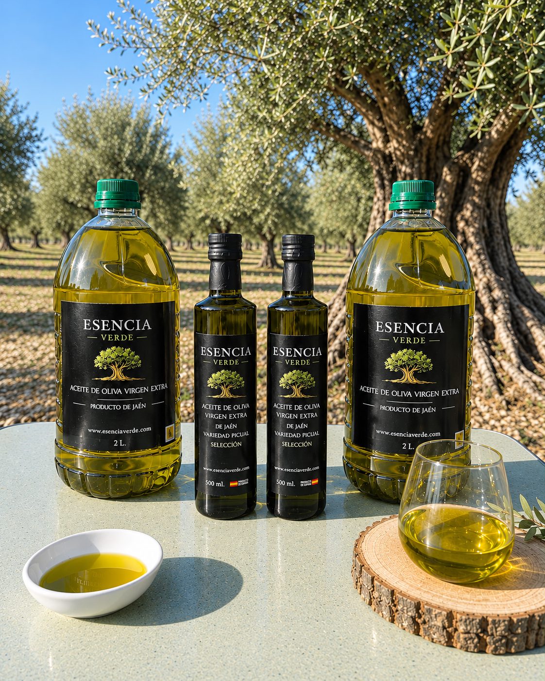 ¡Pack Familiar! - 2 Garrafas AOVE 2 L + 2 Botellas Selección 500 ml - Variedad Picual Cosecha 2025/26