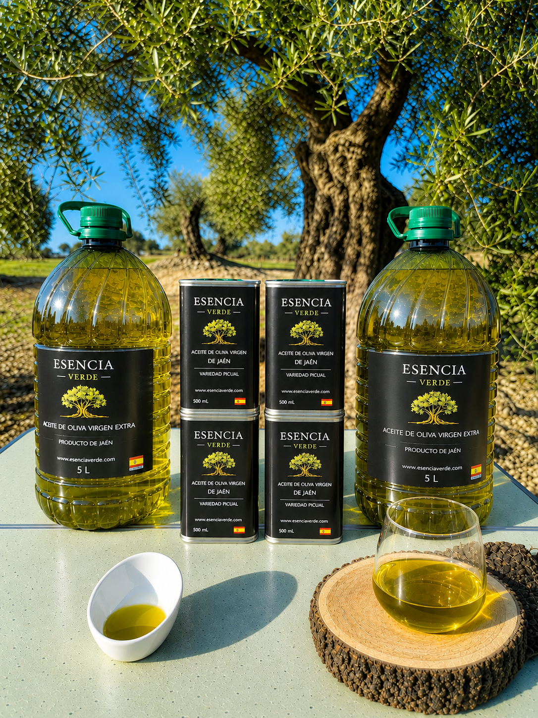 ¡Pack Ahorro 2 Garrafas 5 L + 4 Latas 500 ml! - AOVE de Jaén (Variedad Picual Cosecha 2025/26)