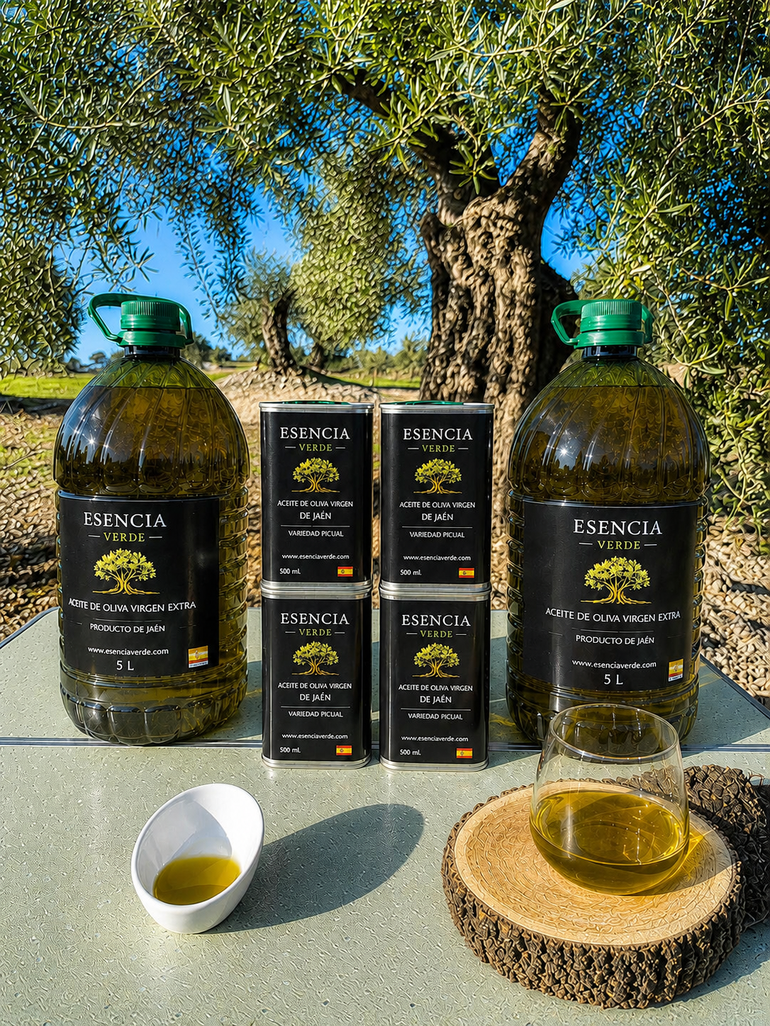 ¡Pack Ahorro 2 Garrafas 5 L + 4 Latas 500 ml! - AOVE de Jaén (Variedad Picual Cosecha 2025/26)