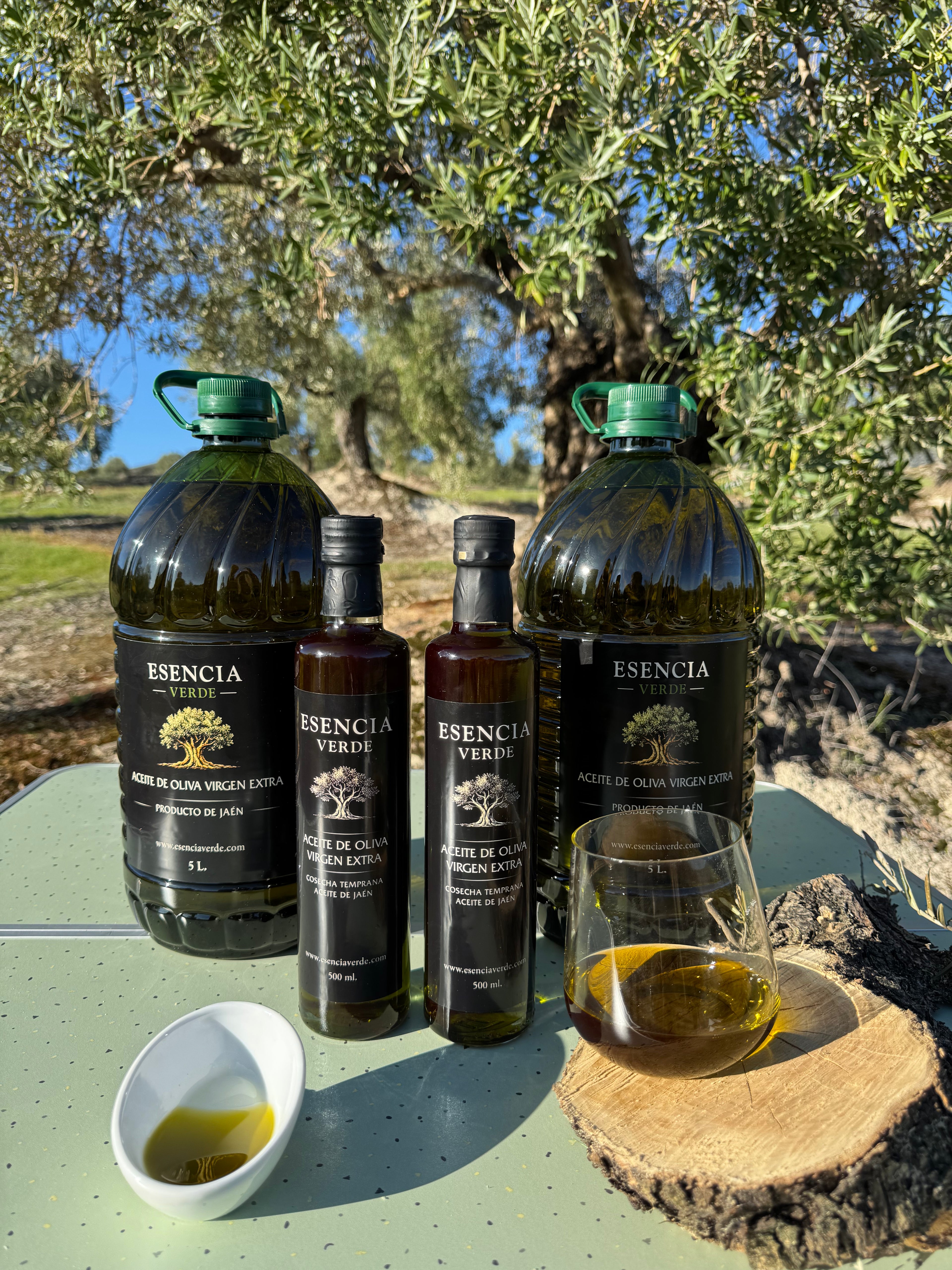 ¡Pack Esencia AOVE! - 2 Garrafas AOVE 5 L + 2 Botellas Cosecha Temprana 500 ml - Variedad Picual Cosecha 2025/26