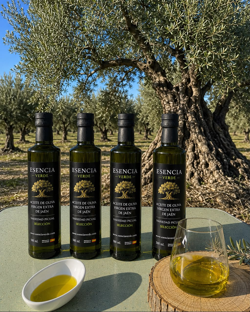 ¡Pack Gourmet! - 4 Botellas Cristal Selección Envero 500ml - AOVE Jaén Variedad Picual 2025/26