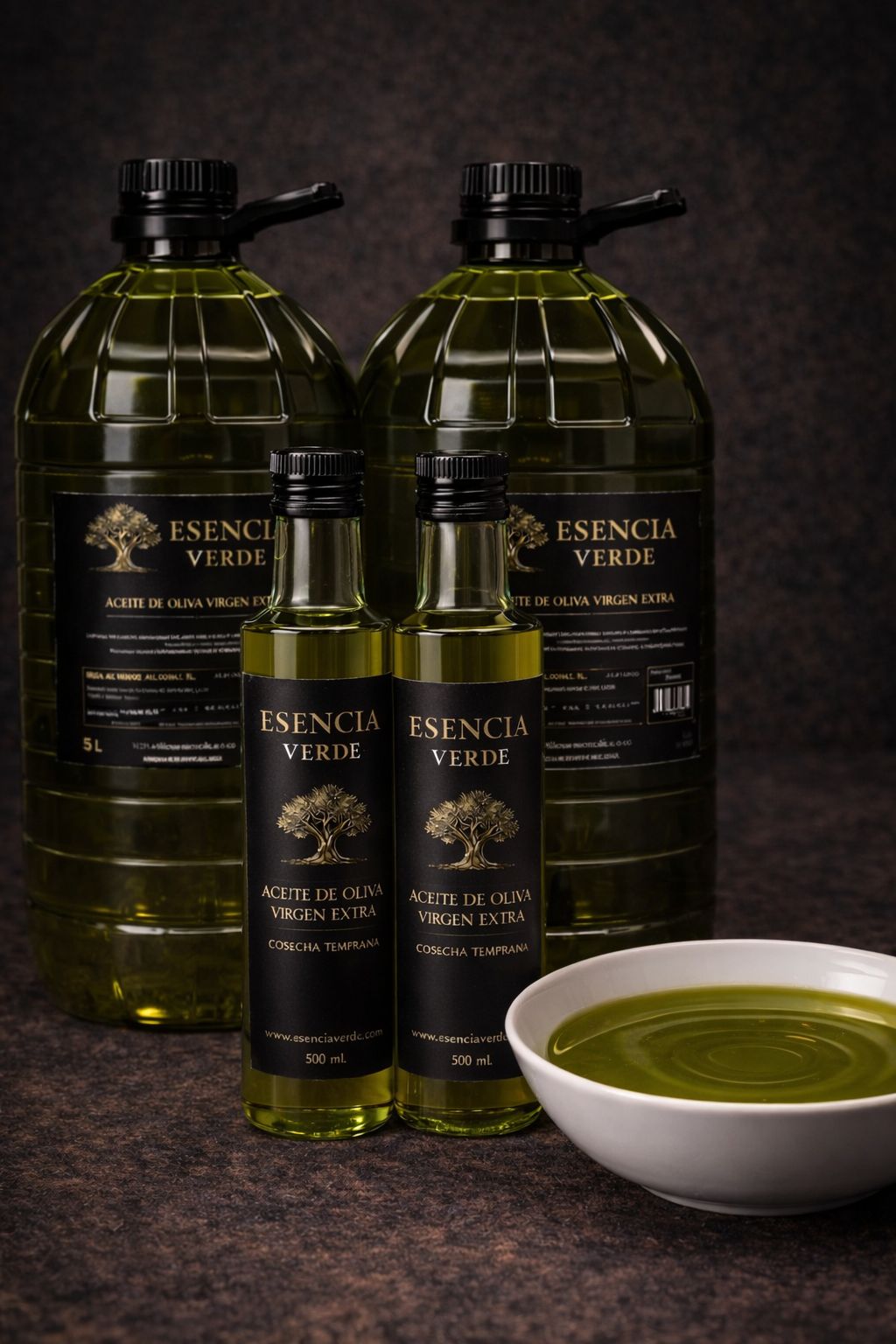 ¡Pack Esencia AOVE! - 2 Garrafas AOVE 5 L + 2 Botellas Cosecha Temprana 500 ml - Variedad Picual Cosecha 2025/26